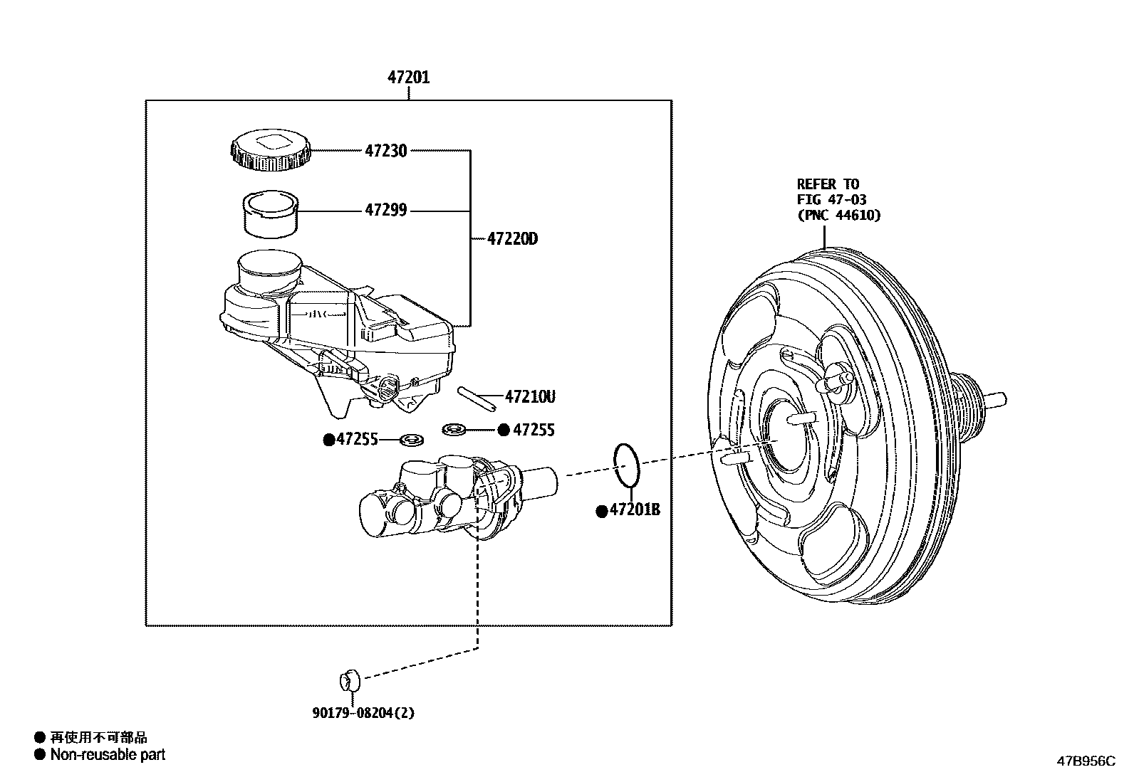 Toyota COROLLA 制动总泵 EPC diagram — 47B956C