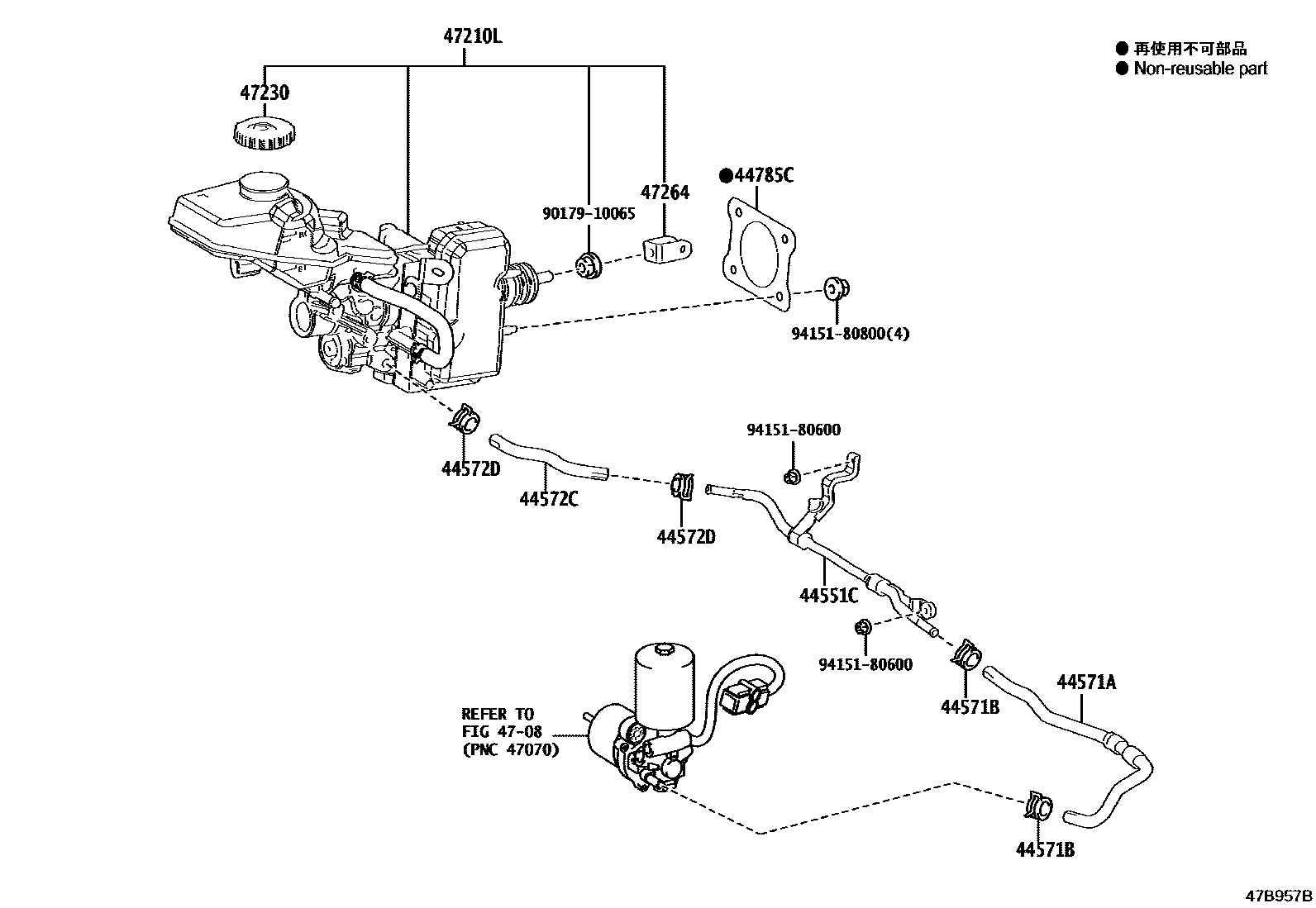 Toyota COROLLA 制动总泵 EPC diagram — 47B957B