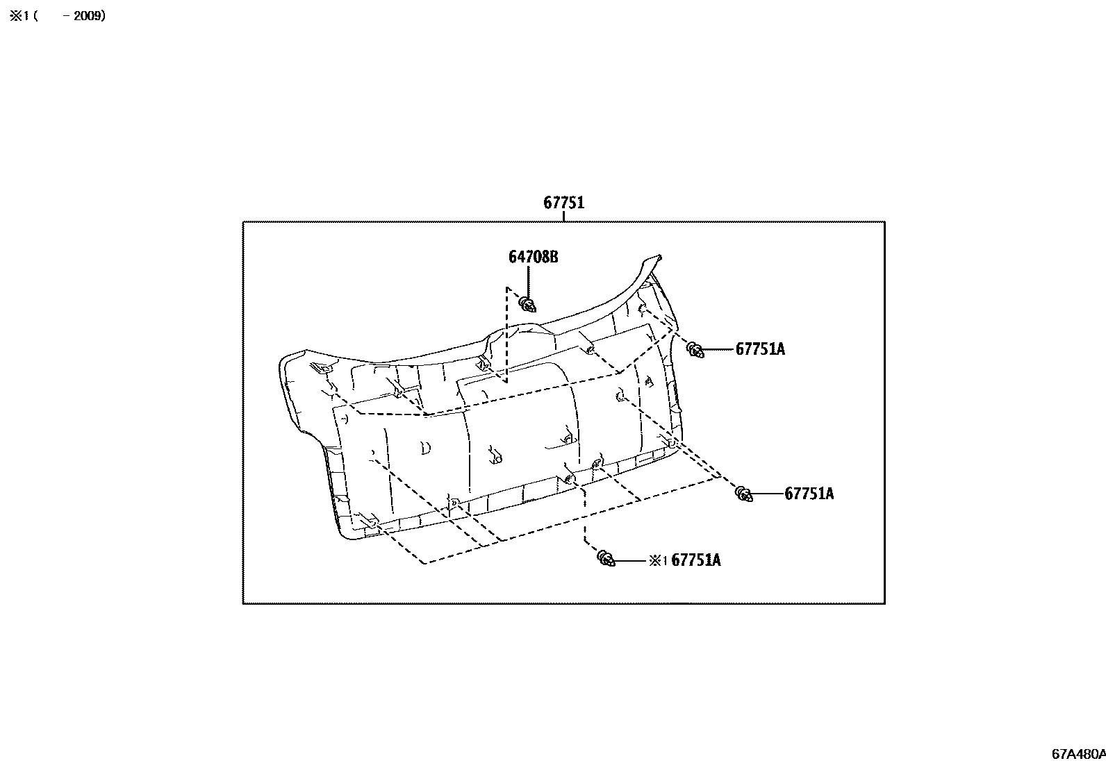 Toyota COROLLA 背门板和背门玻璃 EPC diagram — 67A480A