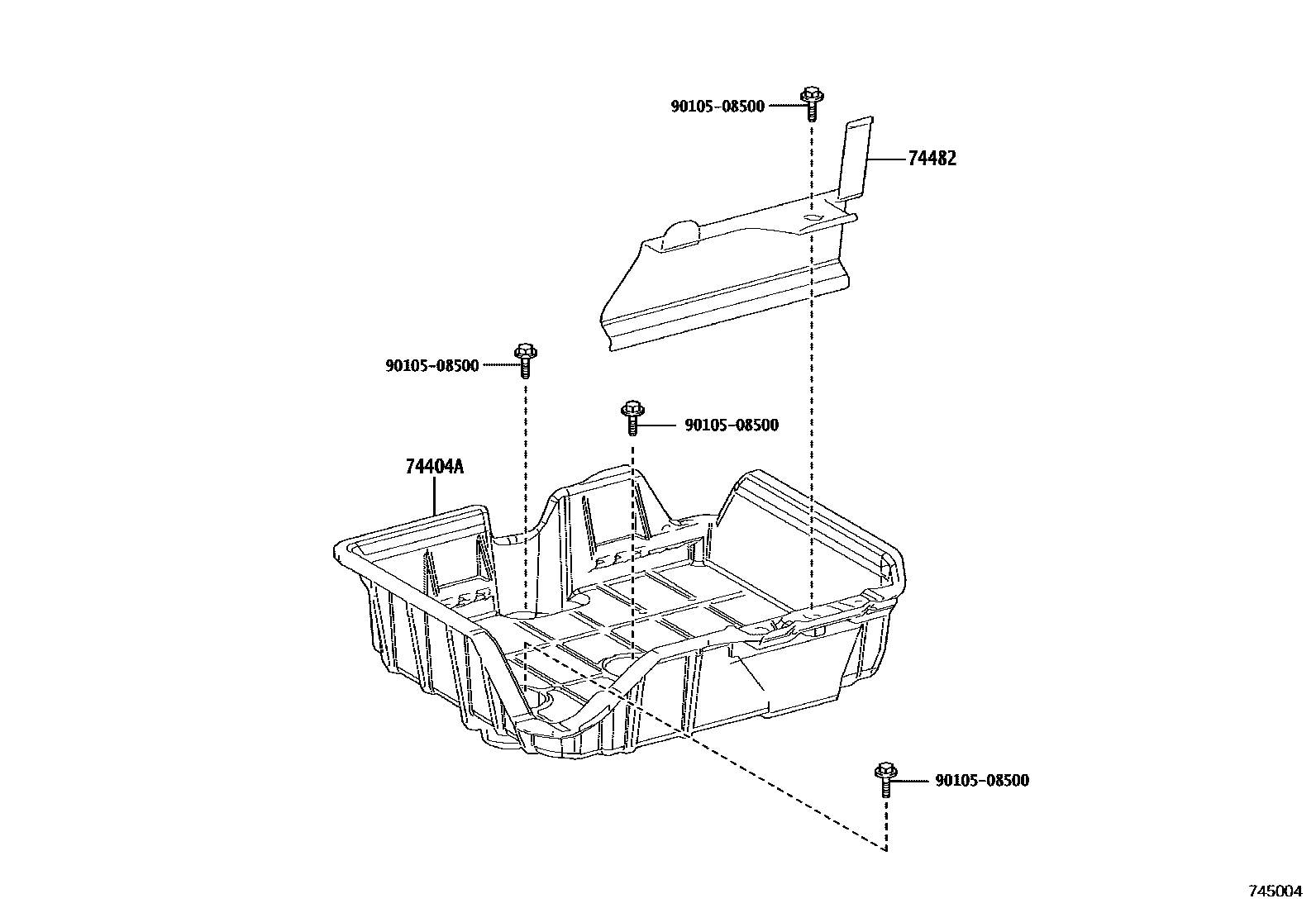 Toyota COROLLA battery holder EPC diagram — 745004