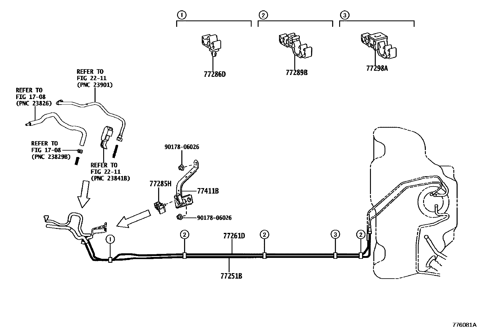 Toyota COROLLA 燃油箱和燃油管 EPC diagram — 776081A