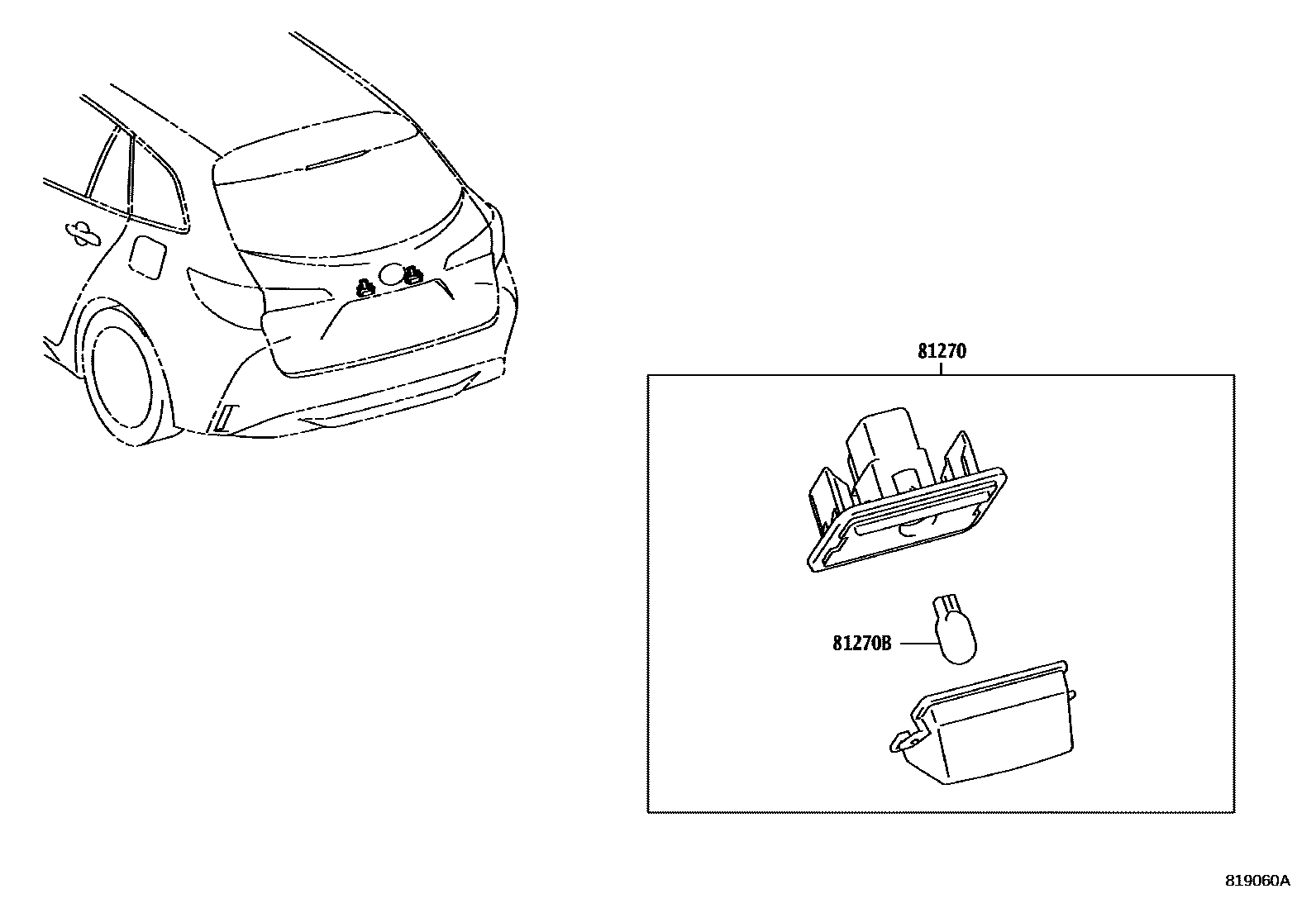 Toyota COROLLA 后牌照灯 EPC diagram — 819060A