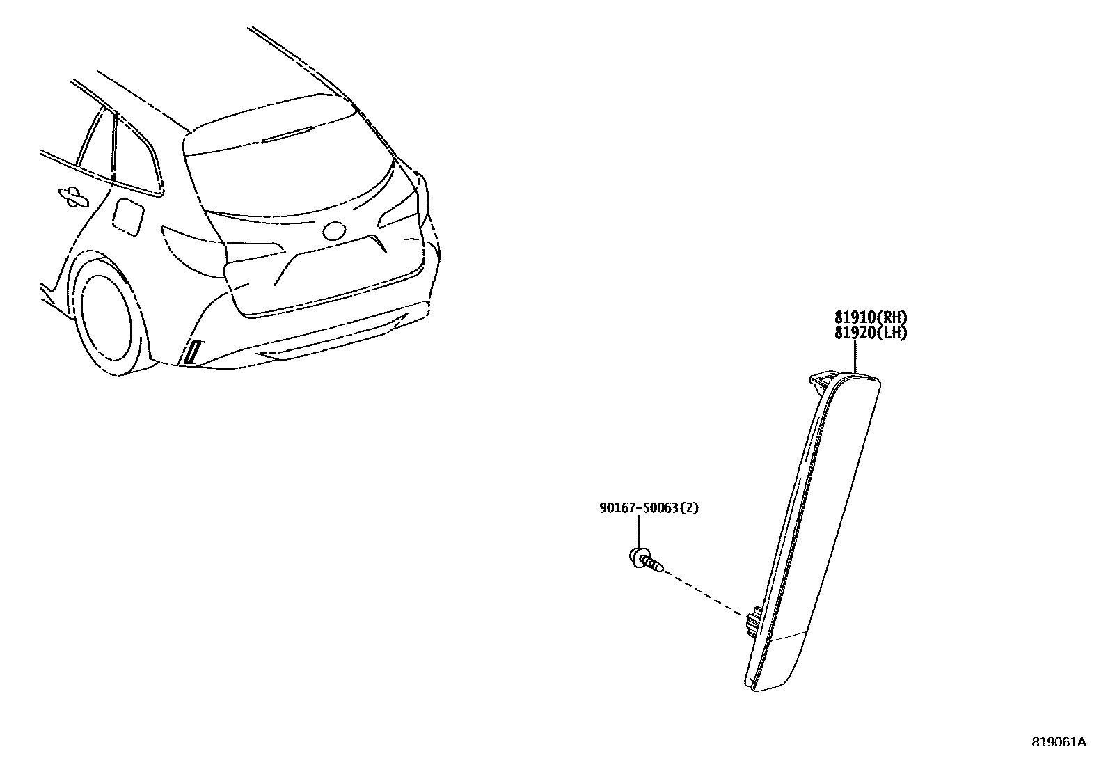 Toyota COROLLA reflector EPC diagram — 819061A