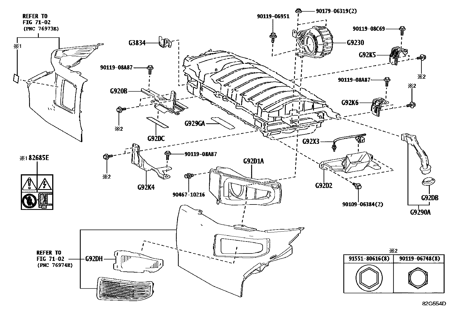 Toyota COROLLA 蓄电池和蓄电池电缆 EPC diagram — 82G554D