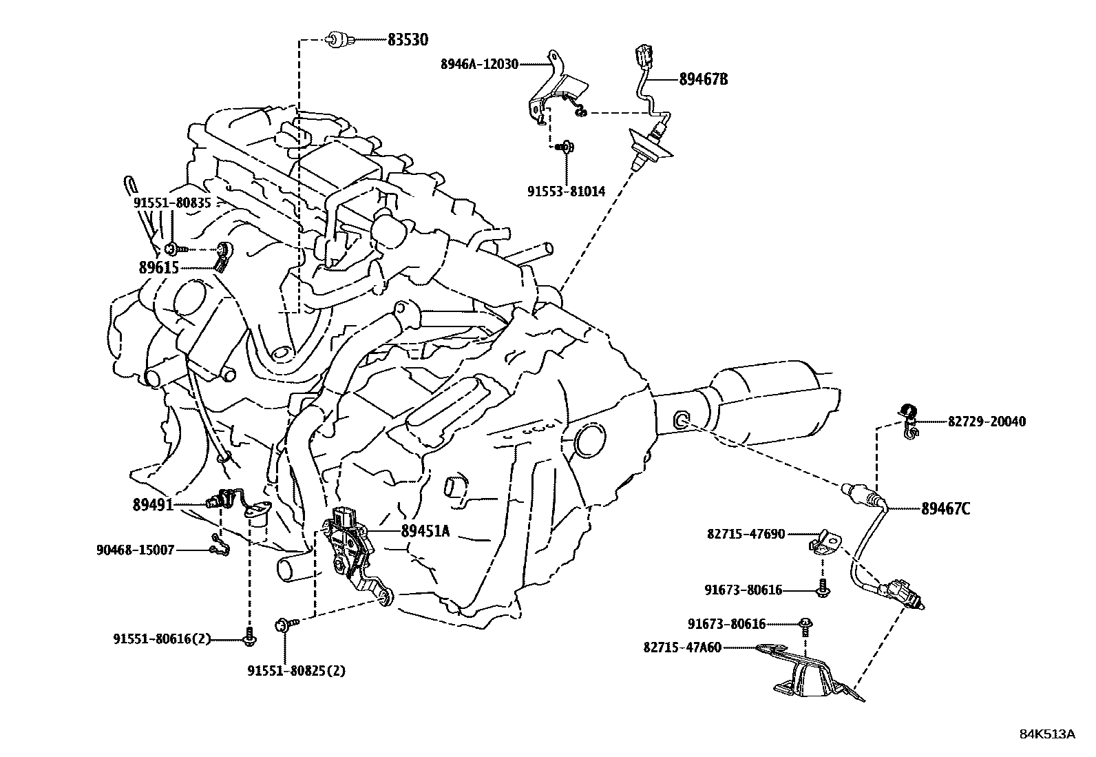 Toyota COROLLA 开关和继电器和ECU EPC diagram — 84K513A