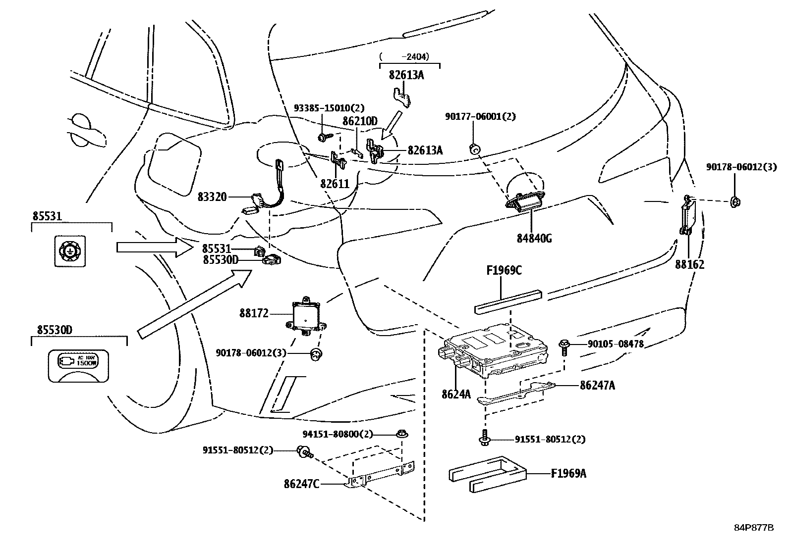 Toyota COROLLA 开关和继电器和ECU EPC diagram — 84P877B