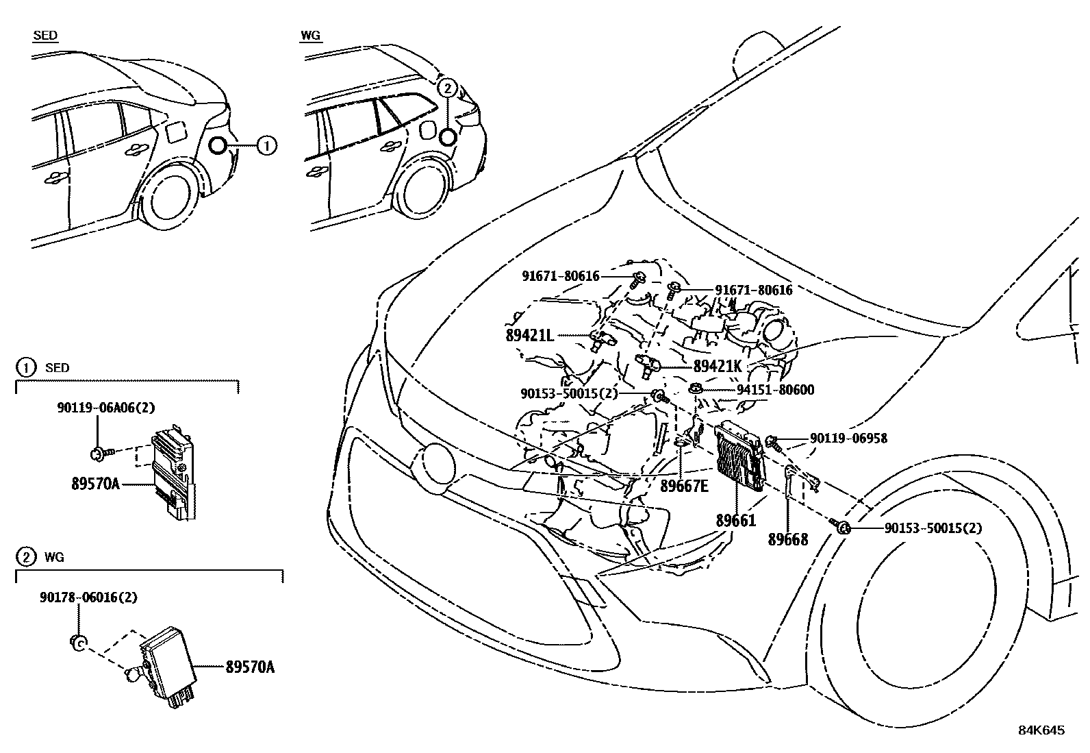 Toyota COROLLA 电子燃油喷射系统 EPC diagram — 84K645