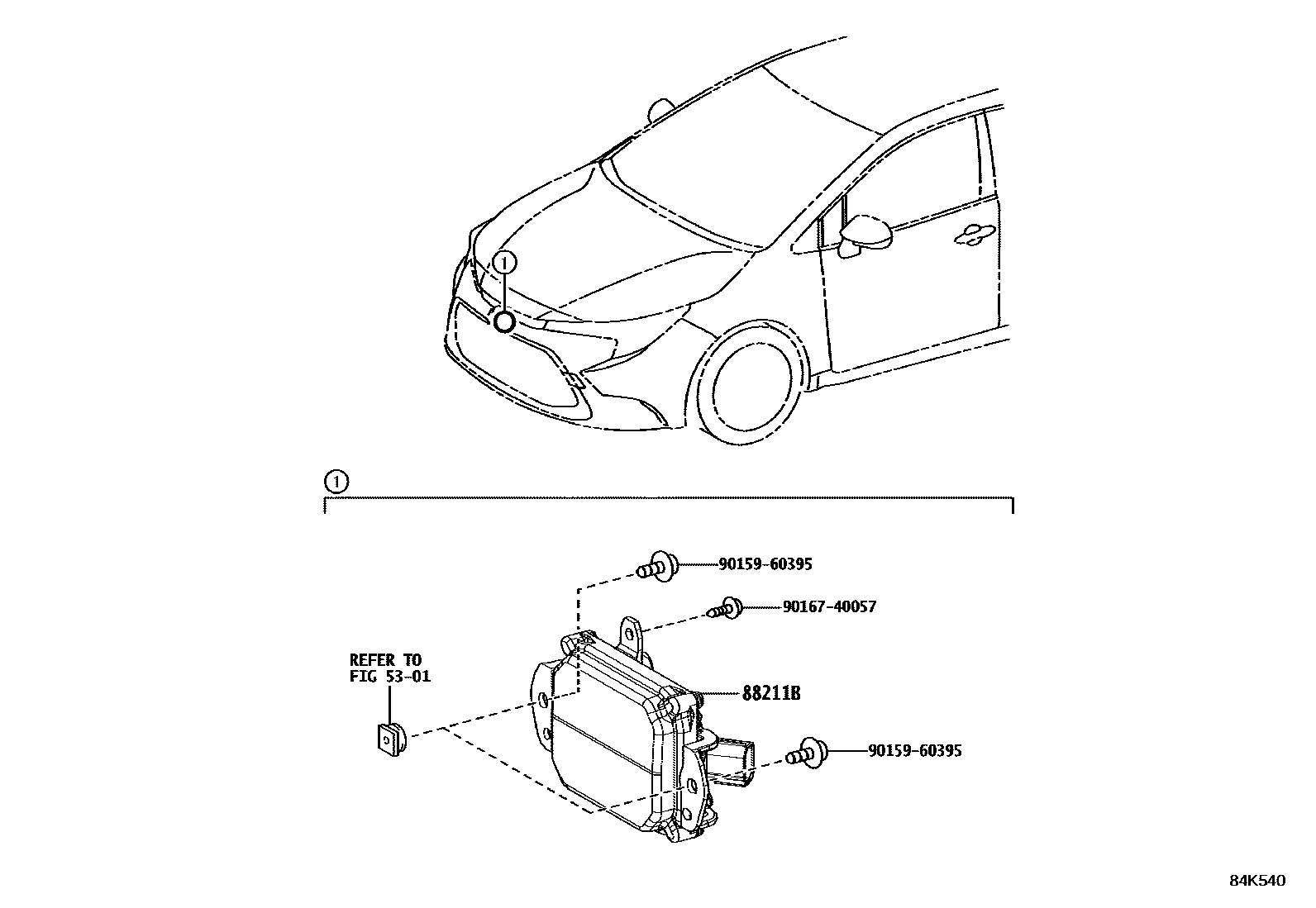 Toyota COROLLA 巡航控制(自动行驶) EPC diagram — 84K540
