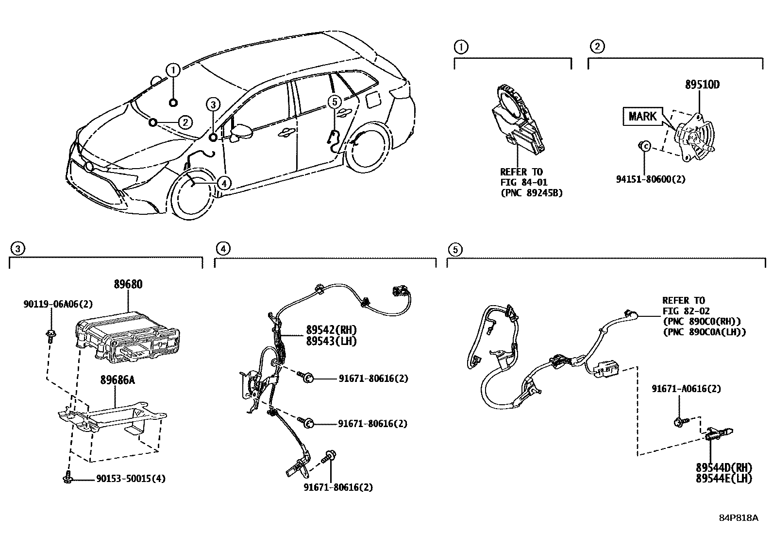 Toyota COROLLA ABS 和 VSC EPC diagram — 84P818A