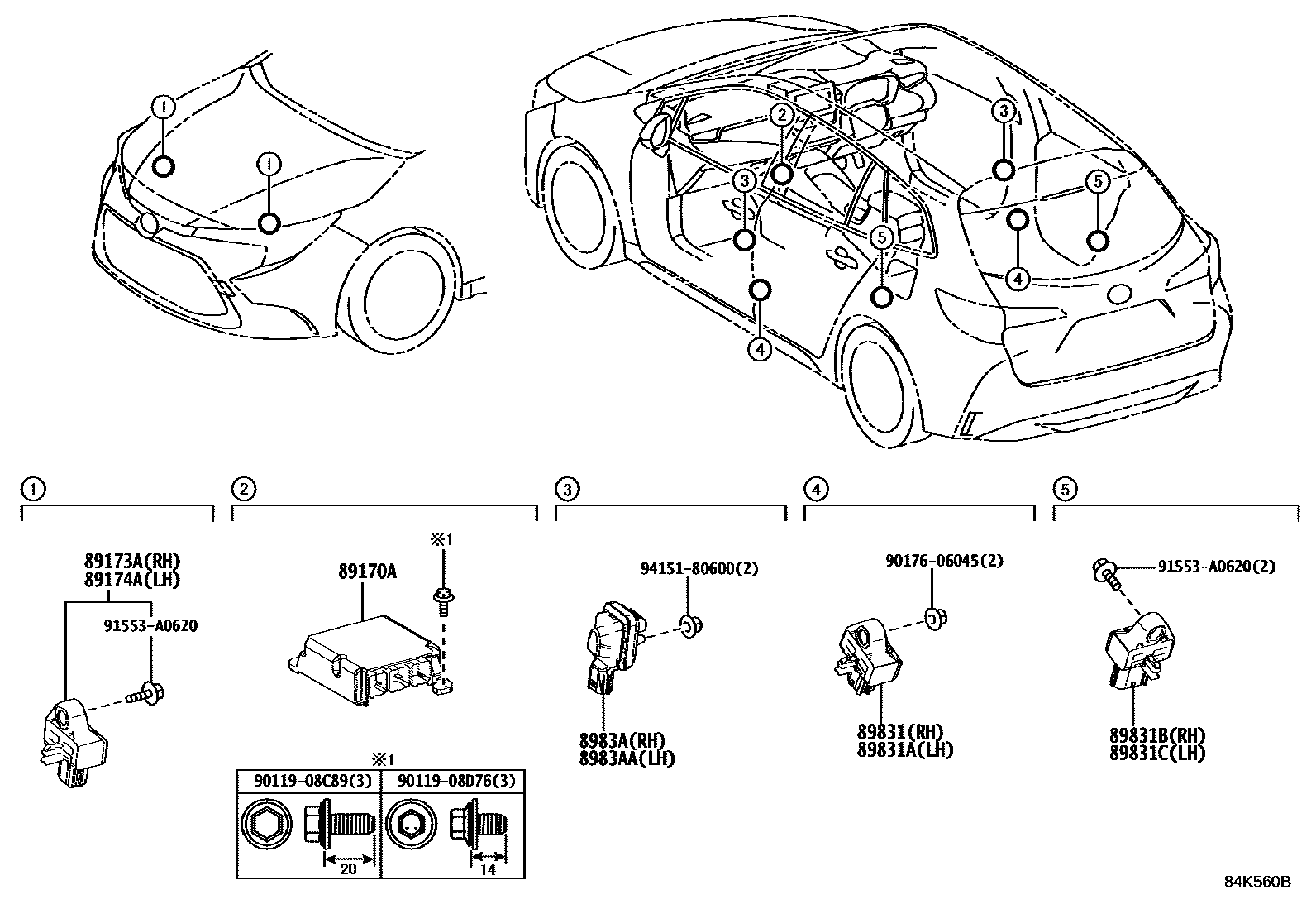 Toyota COROLLA 空气囊 EPC diagram — 84K560B