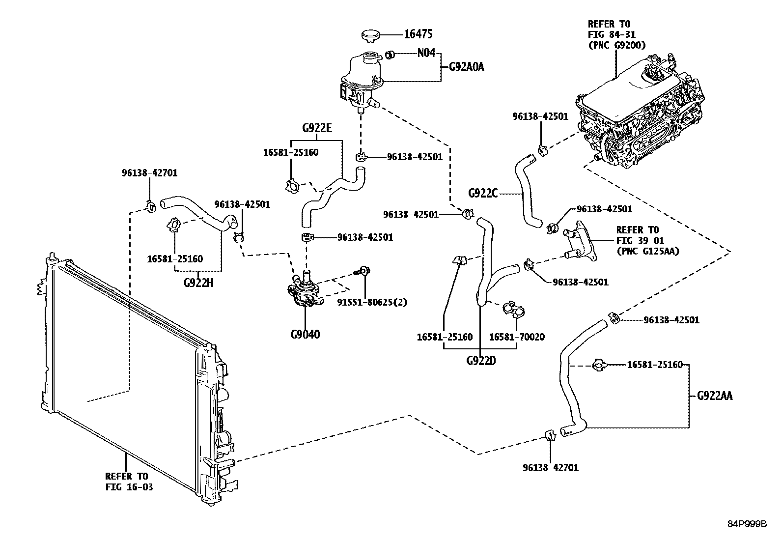 Toyota COROLLA 逆变器冷却系统 EPC diagram — 84P999B