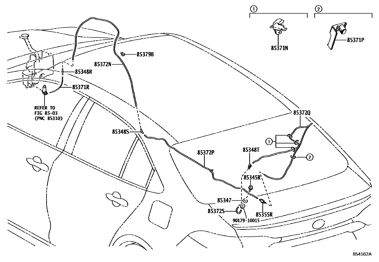 Toyota COROLLA 后清洗器 EPC diagram — 854162A