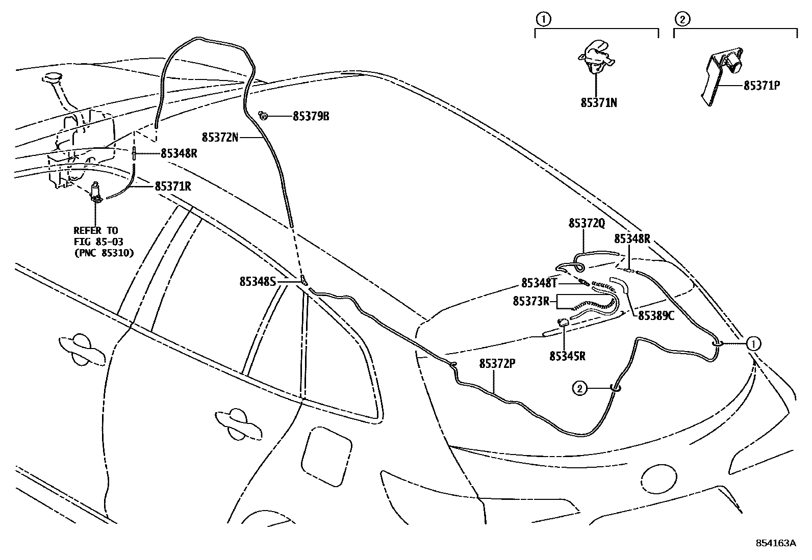 Toyota COROLLA 后清洗器 EPC diagram — 854163A