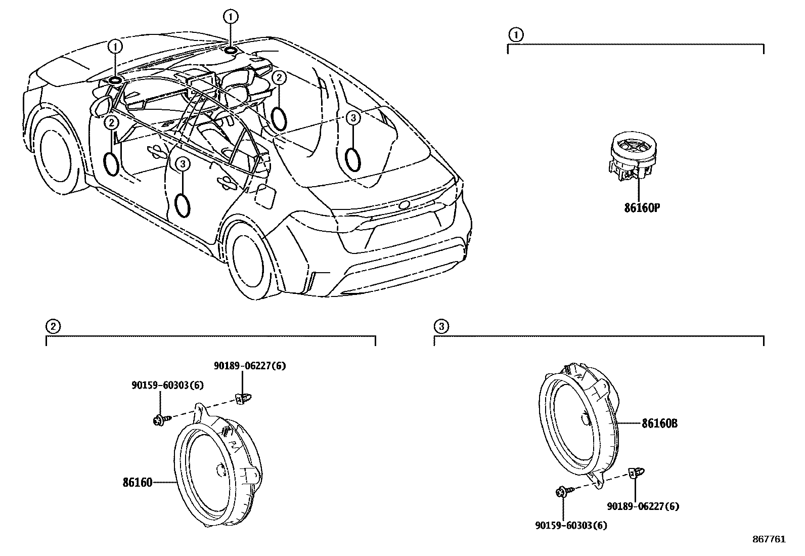 Toyota COROLLA 扬声器 EPC diagram — 867761