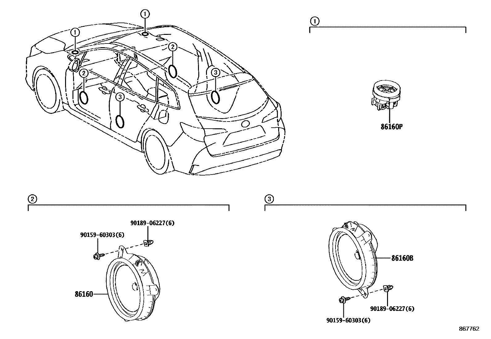 Toyota COROLLA 扬声器 EPC diagram — 867762