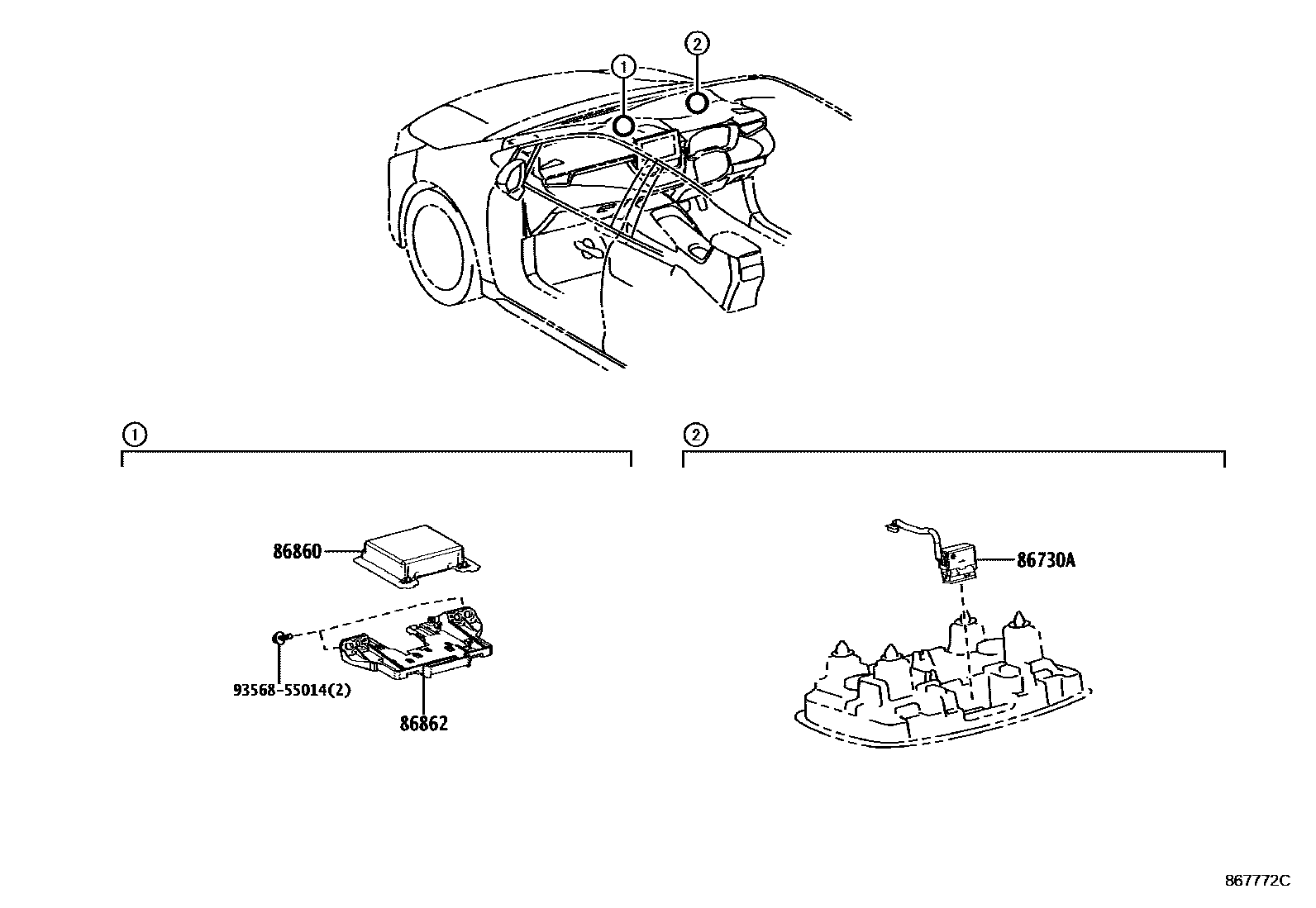 Toyota COROLLA 导航和前监视器显示屏 EPC diagram — 867772C