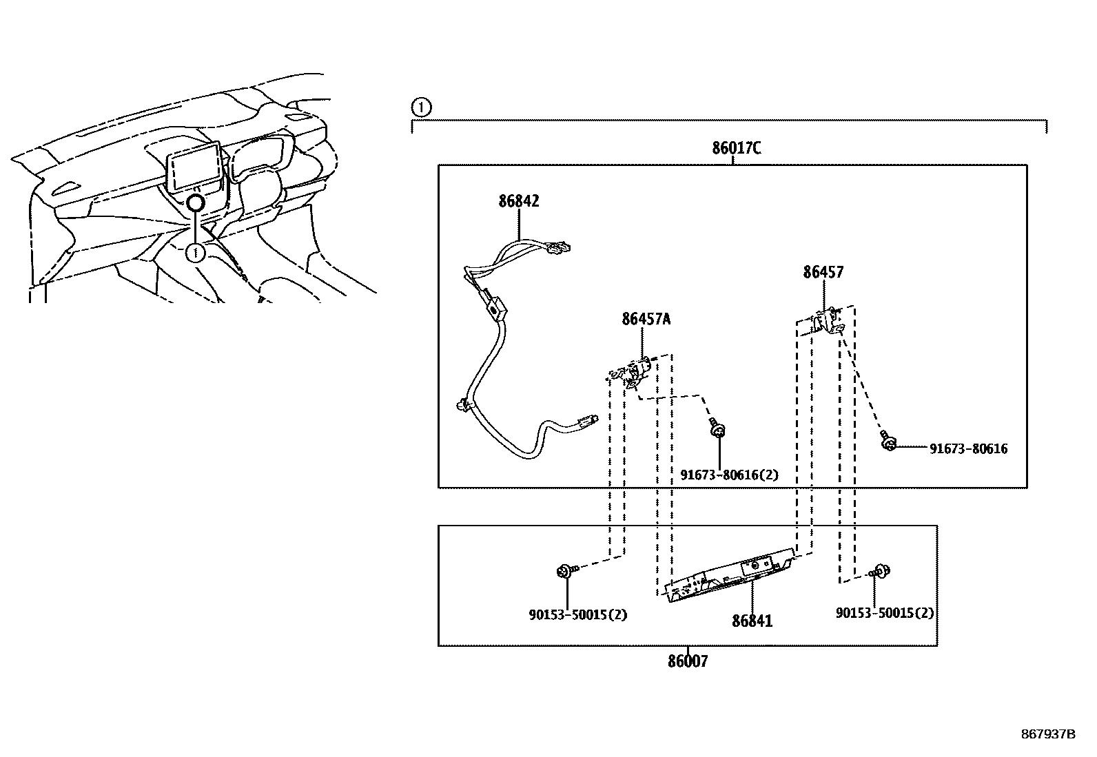 Toyota COROLLA 导航和前监视器显示屏 EPC diagram — 867937B