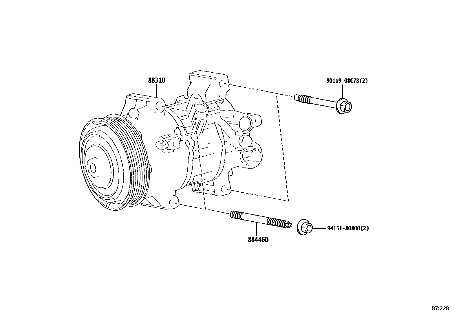 Toyota COROLLA Heating & Air Conditioning - Compressor EPC diagram — 87I228