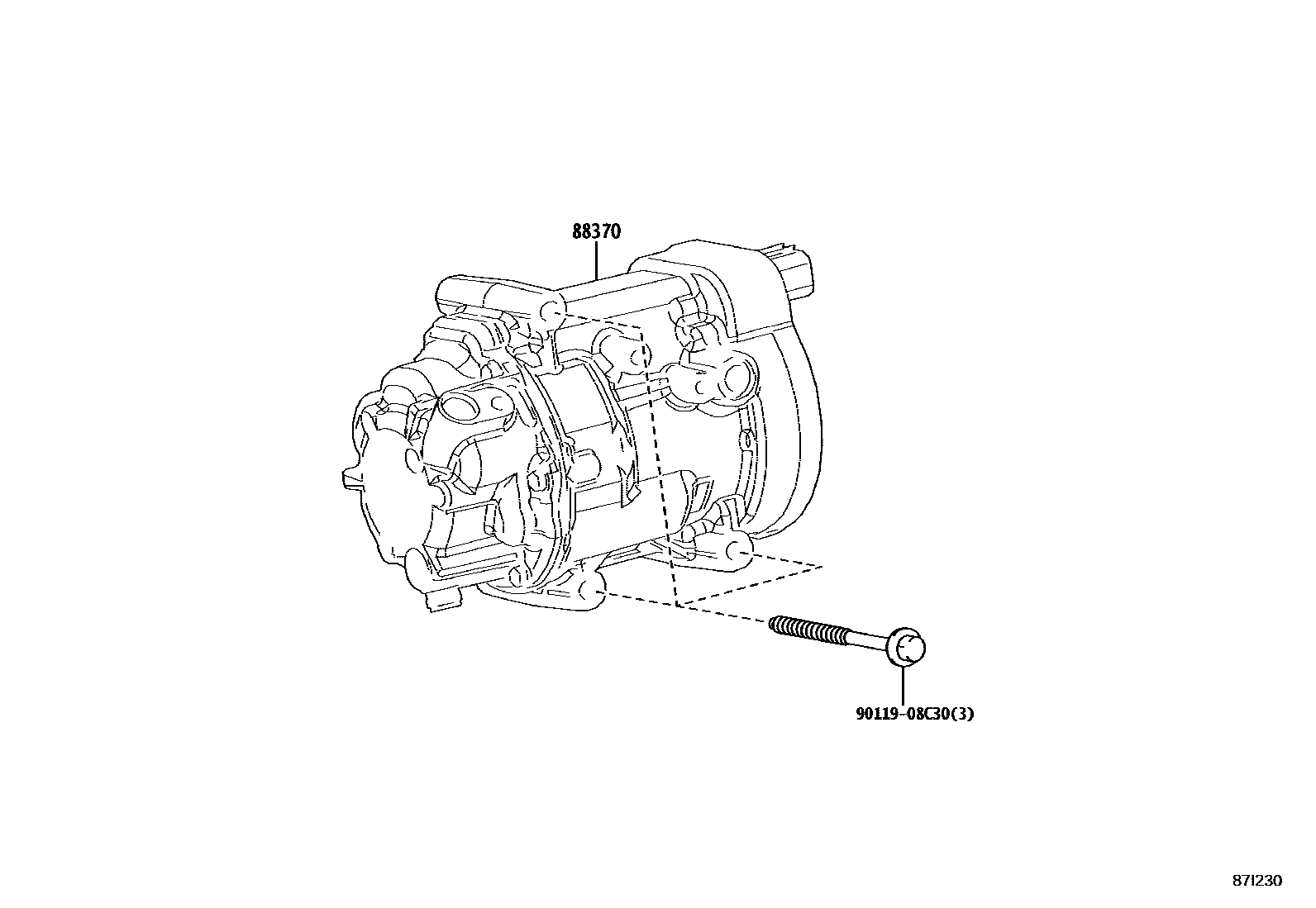 Toyota COROLLA Heating & Air Conditioning - Compressor EPC diagram — 87I230