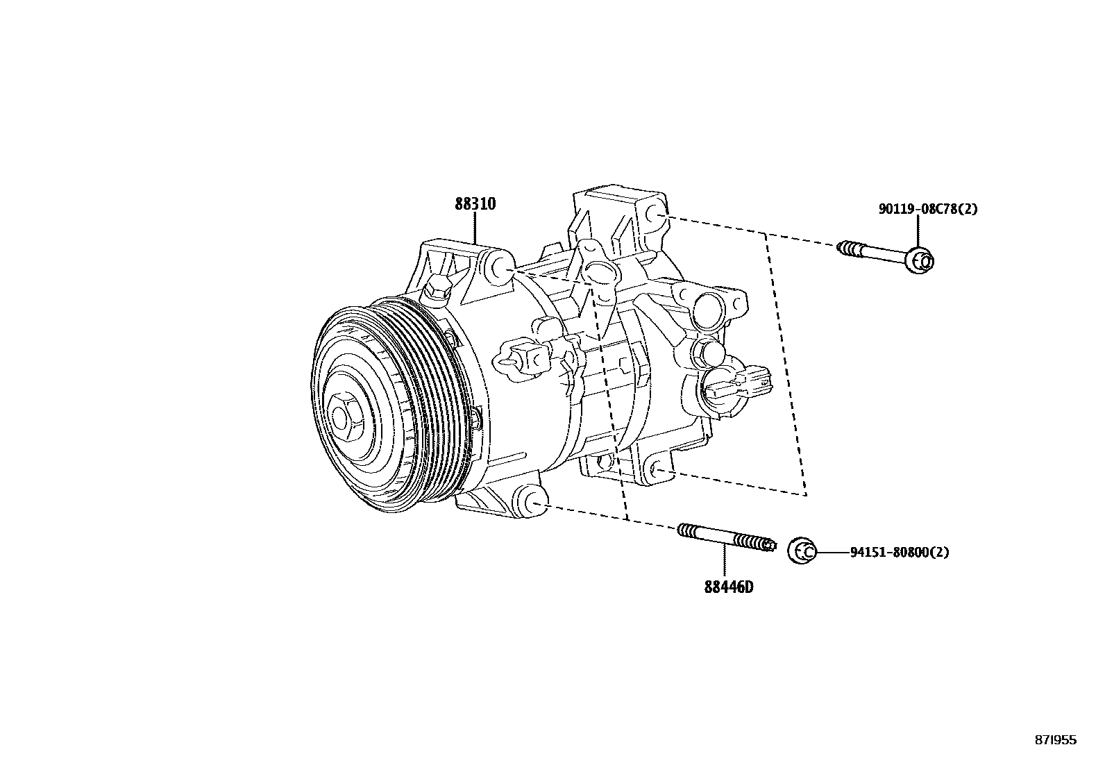 Toyota COROLLA Heating & Air Conditioning - Compressor EPC diagram — 87I955