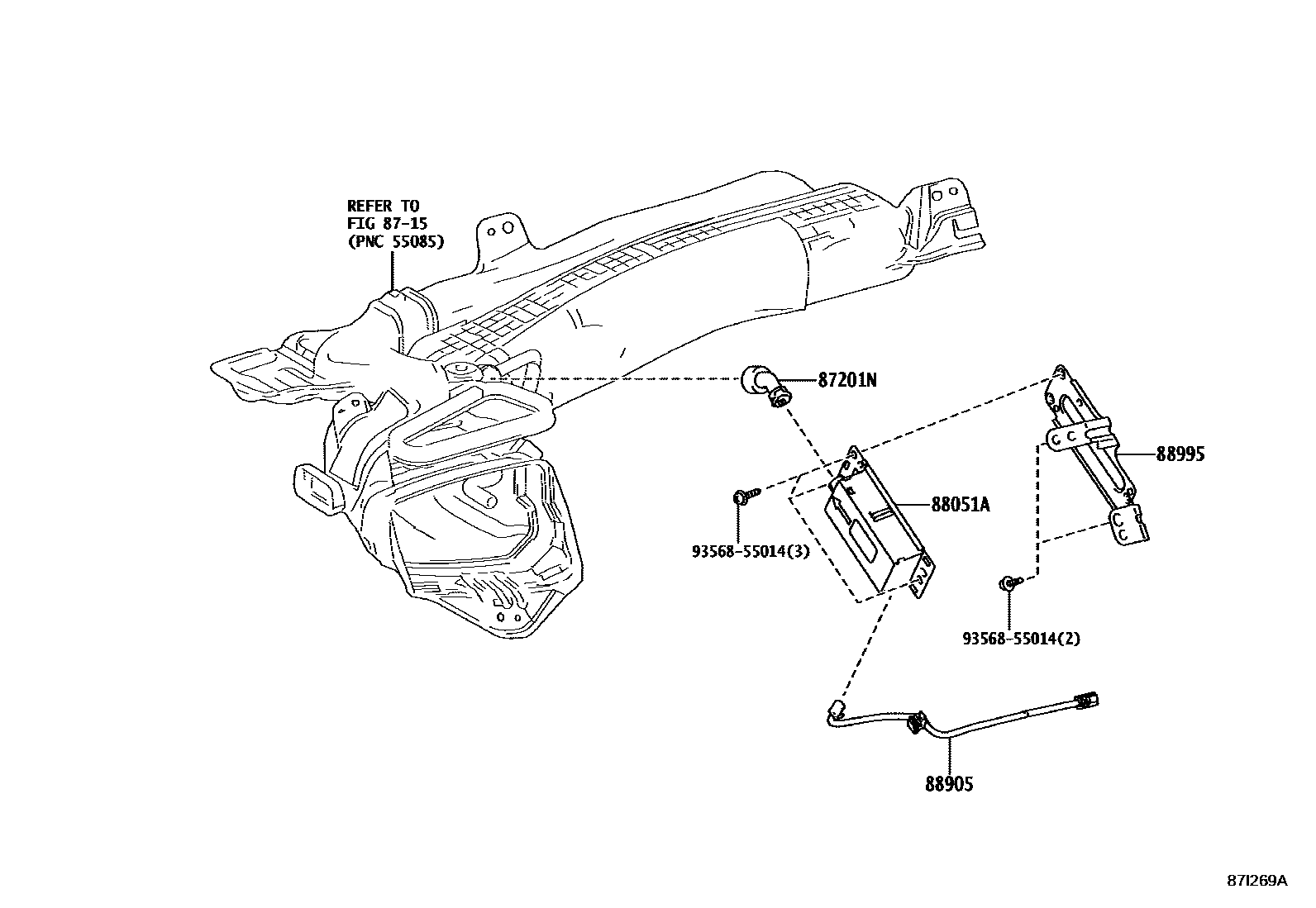 Toyota COROLLA 空气净化器或离子发生器 EPC diagram — 87I269A