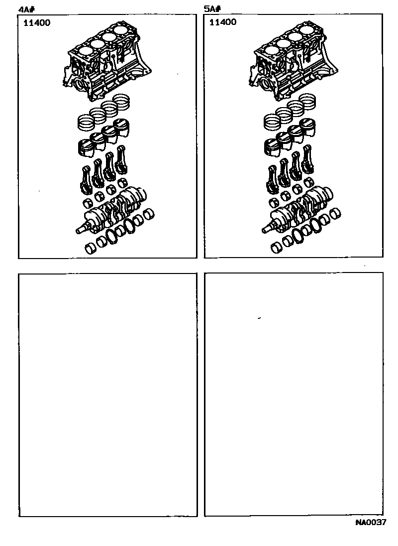 Toyota COROLLA Short Block Assembly EPC diagram — NA0037