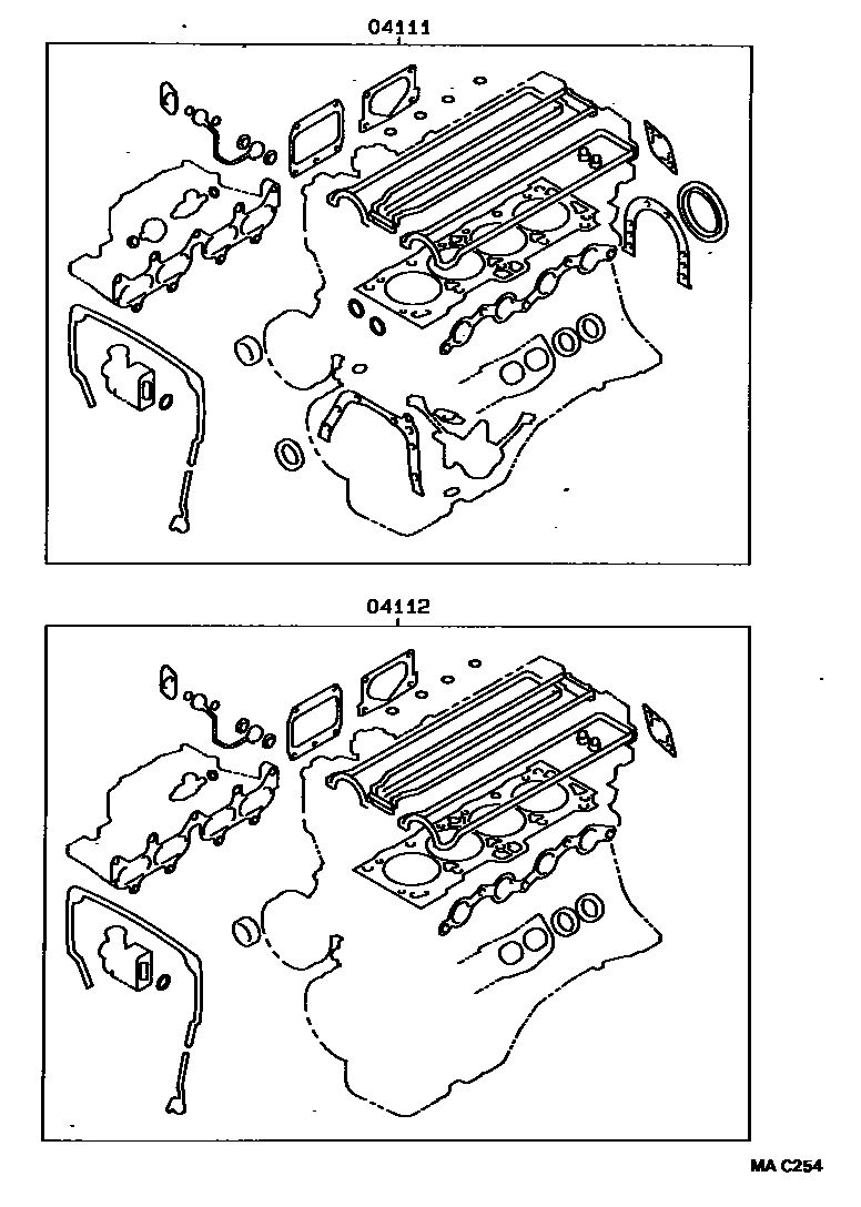 Toyota COROLLA Engine Overhaul Gasket Kit EPC diagram — MAC254