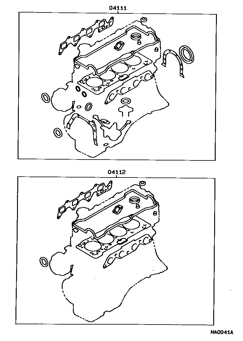 Toyota COROLLA Engine Overhaul Gasket Kit EPC diagram — NA0041A