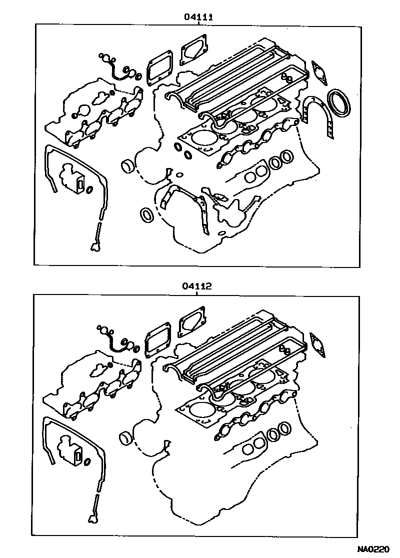 Toyota COROLLA Engine Overhaul Gasket Kit EPC diagram — NA0220
