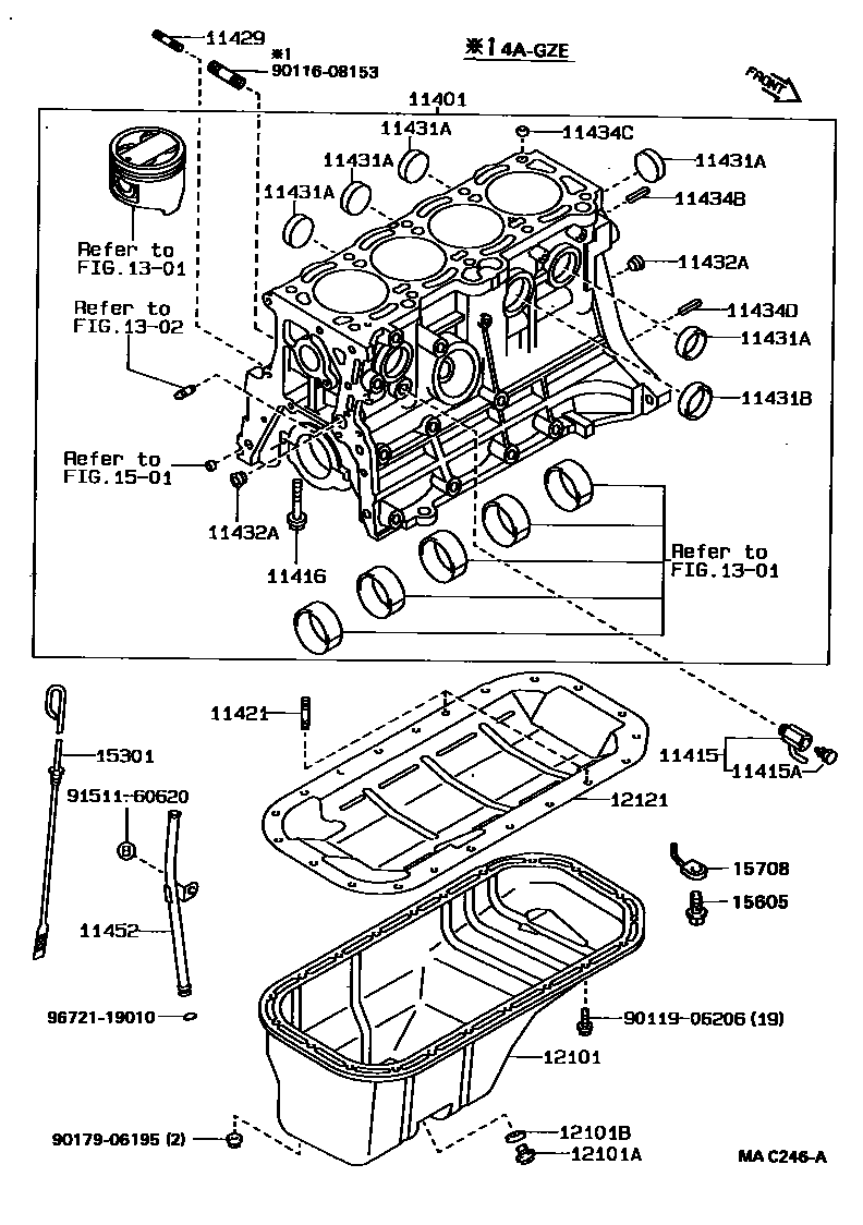 Toyota COROLLA Cylinder Block EPC diagram — MAC246A