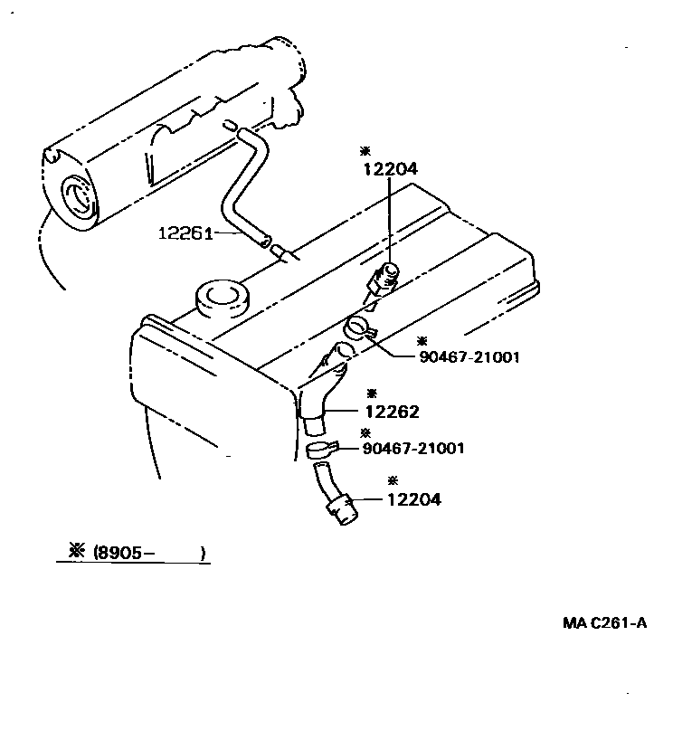Toyota COROLLA Ventilation Hose EPC diagram — MAC261A