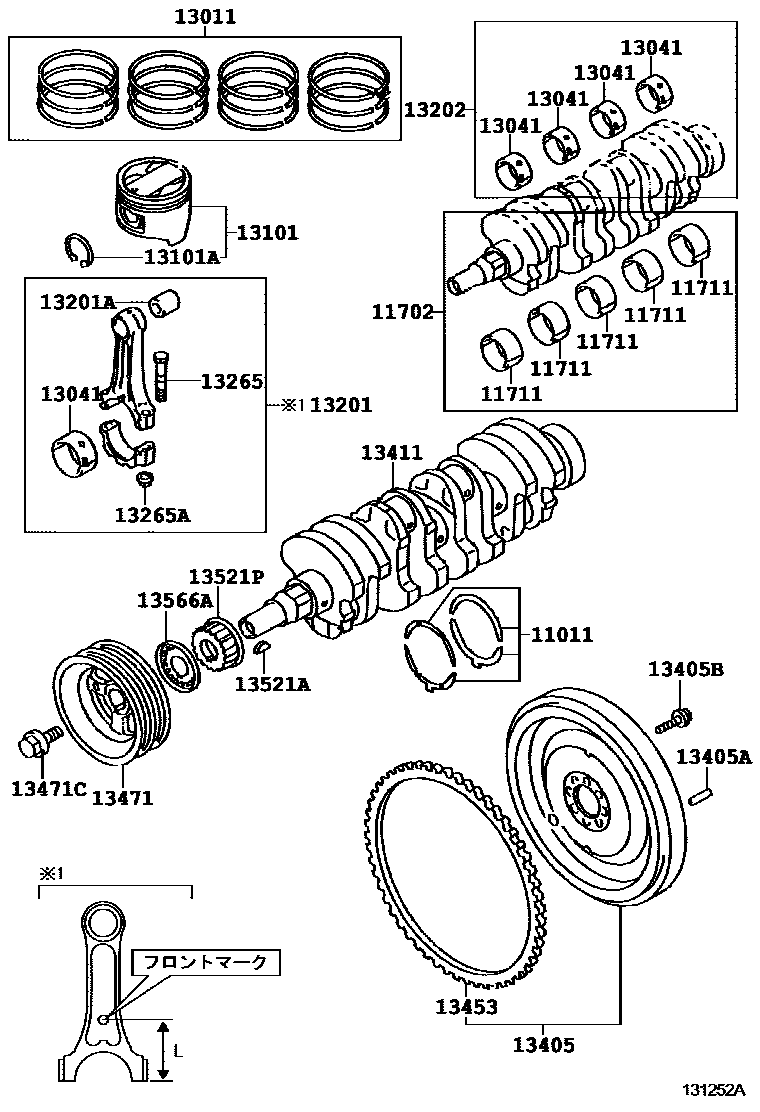 Toyota COROLLA Crankshaft & Piston EPC diagram — 131252A
