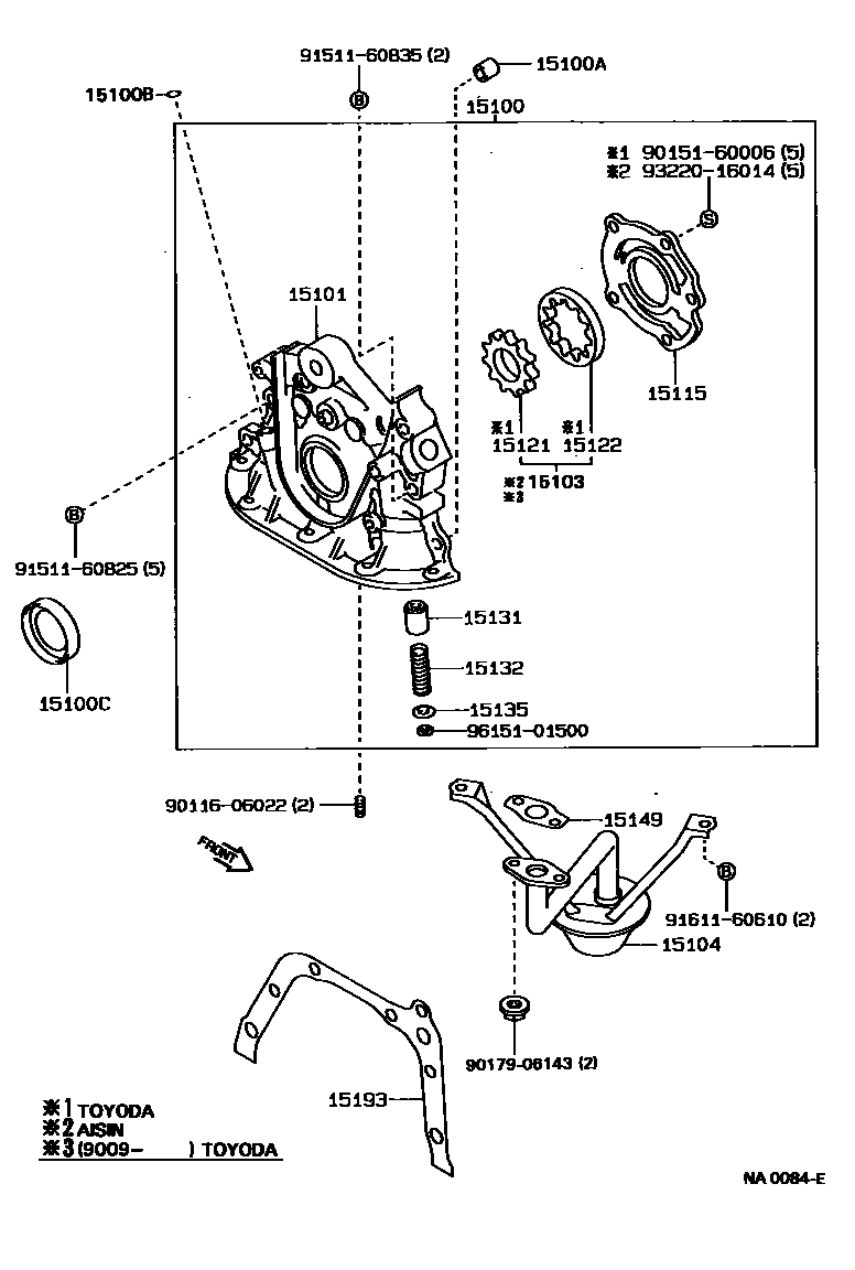 Toyota COROLLA Engine Oil Pump EPC diagram — NA0084E