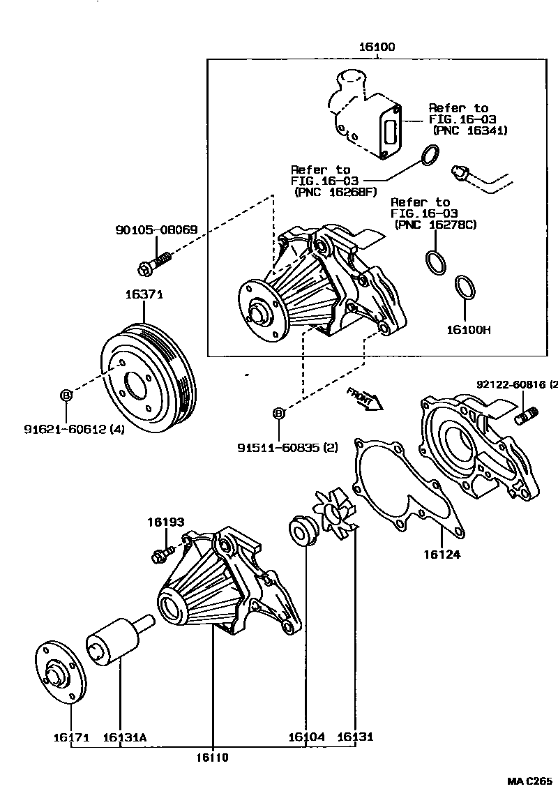 Toyota COROLLA Water Pump EPC diagram — MAC265