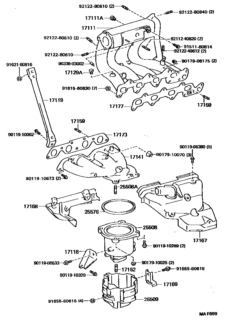 Toyota COROLLA Manifold EPC diagram — MAF699