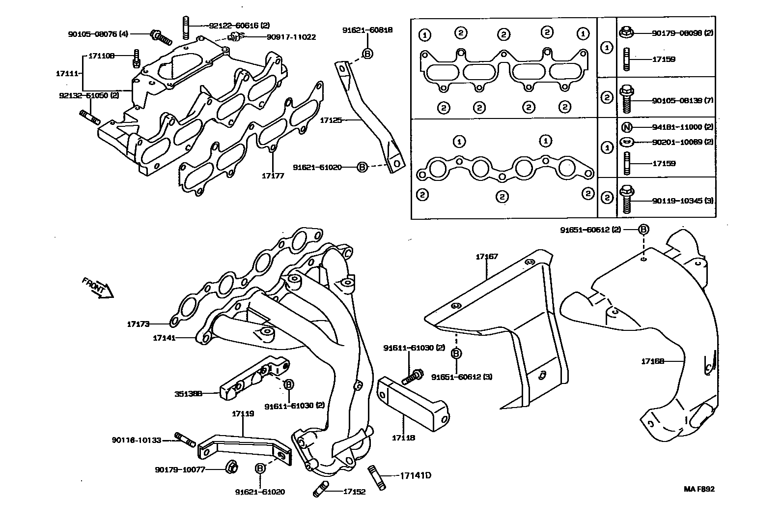 Toyota COROLLA Manifold EPC diagram — MAF892