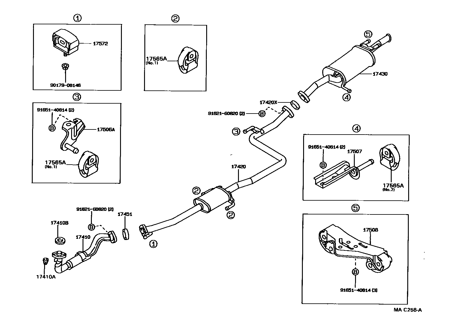 Toyota COROLLA Exhaust Pipe EPC diagram — MAC258A