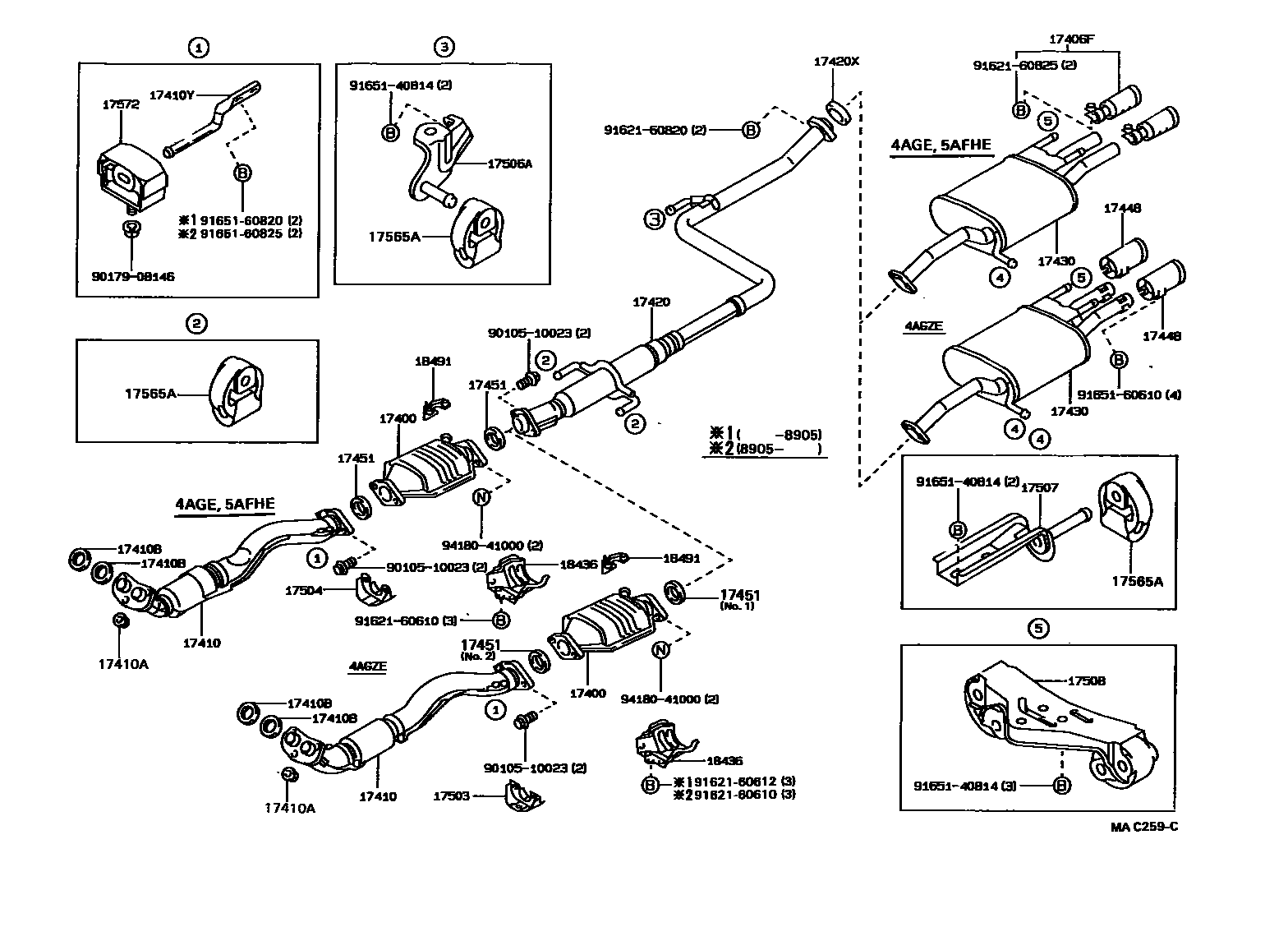 Toyota COROLLA Exhaust Pipe EPC diagram — MAC259C