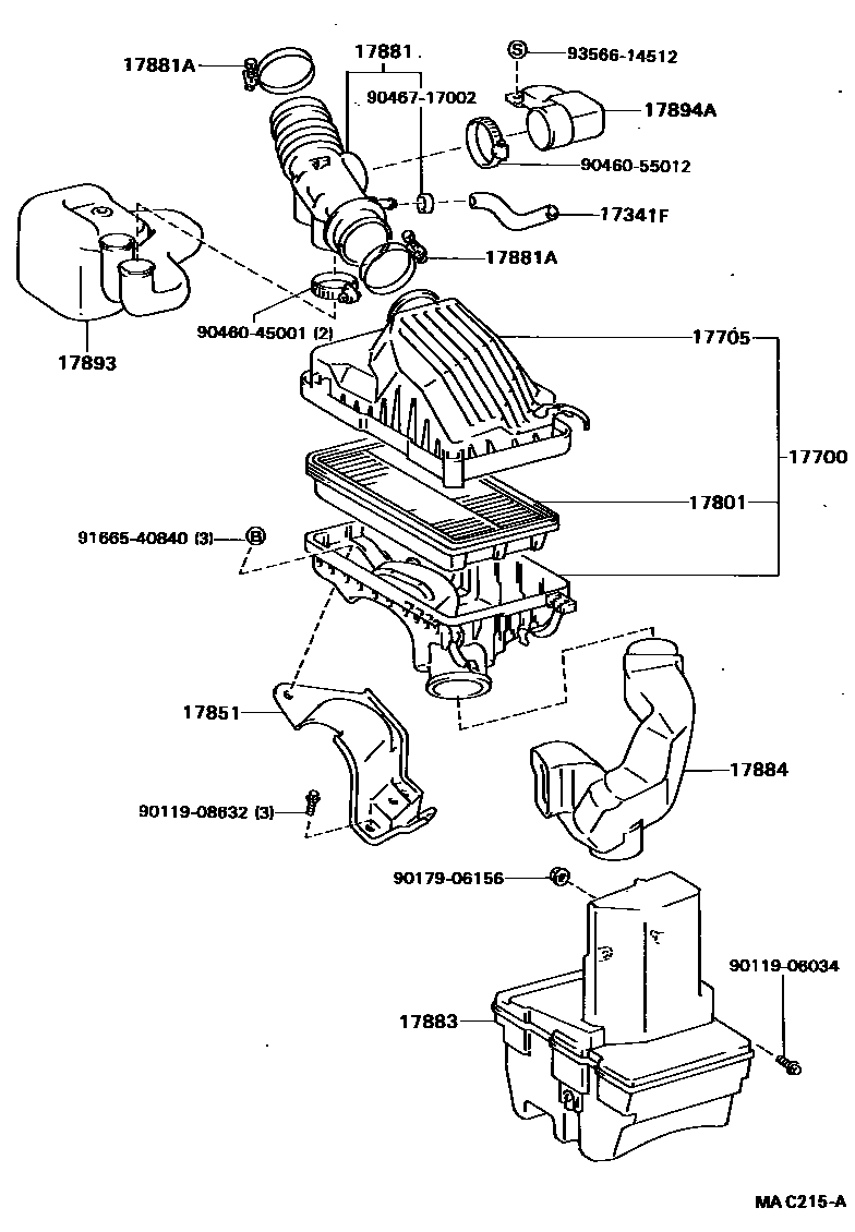 Toyota COROLLA Air Cleaner EPC diagram — MAC215A