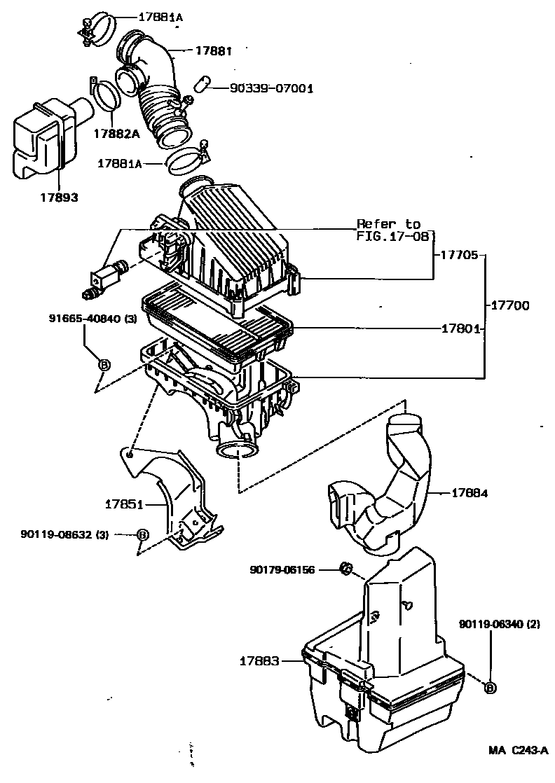 Toyota COROLLA Air Cleaner EPC diagram — MAC243A