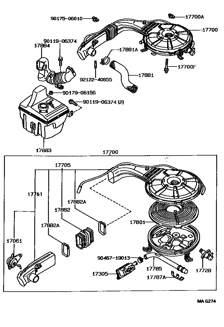 Toyota COROLLA Air Cleaner EPC diagram — MAG274
