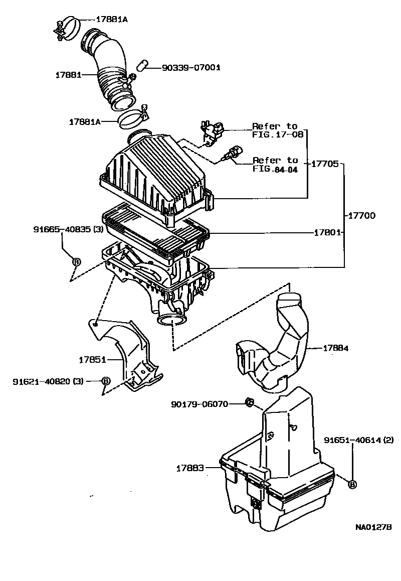 Toyota COROLLA Air Cleaner EPC diagram — NA0127B