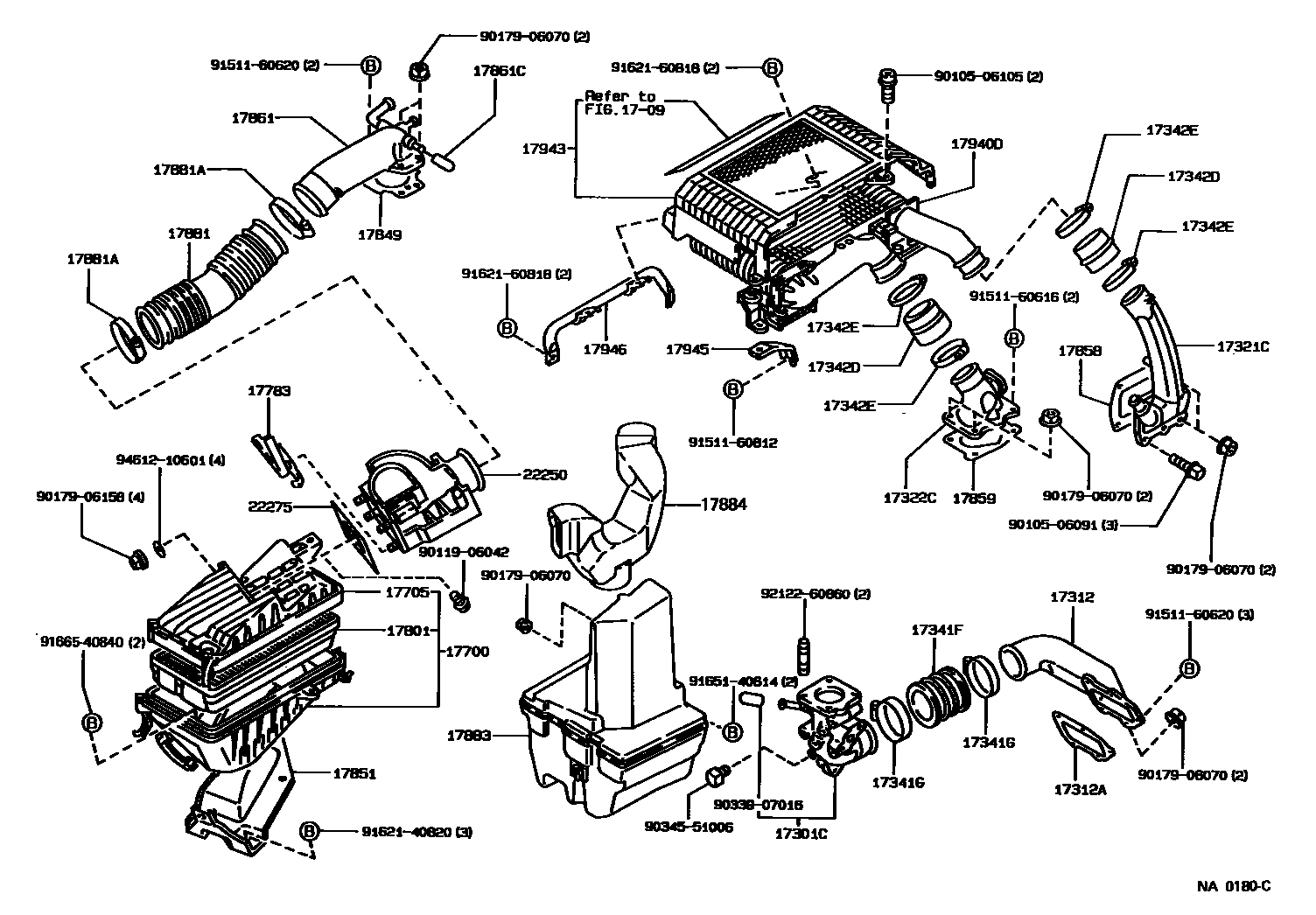 Toyota COROLLA Air Cleaner EPC diagram — NA0180C