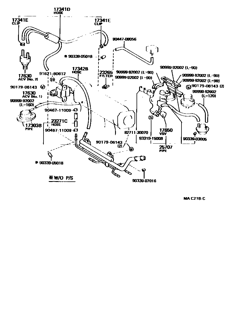 Toyota COROLLA vacuum tube EPC diagram — MAC218C