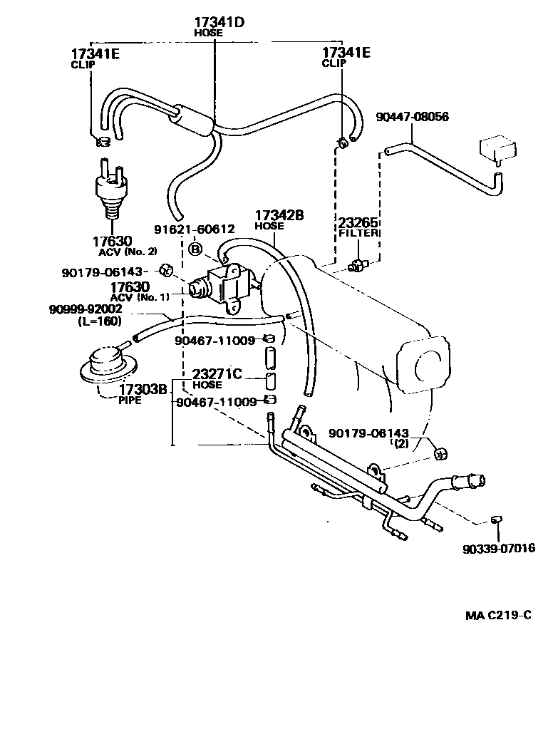 Toyota COROLLA vacuum tube EPC diagram — MAC219C