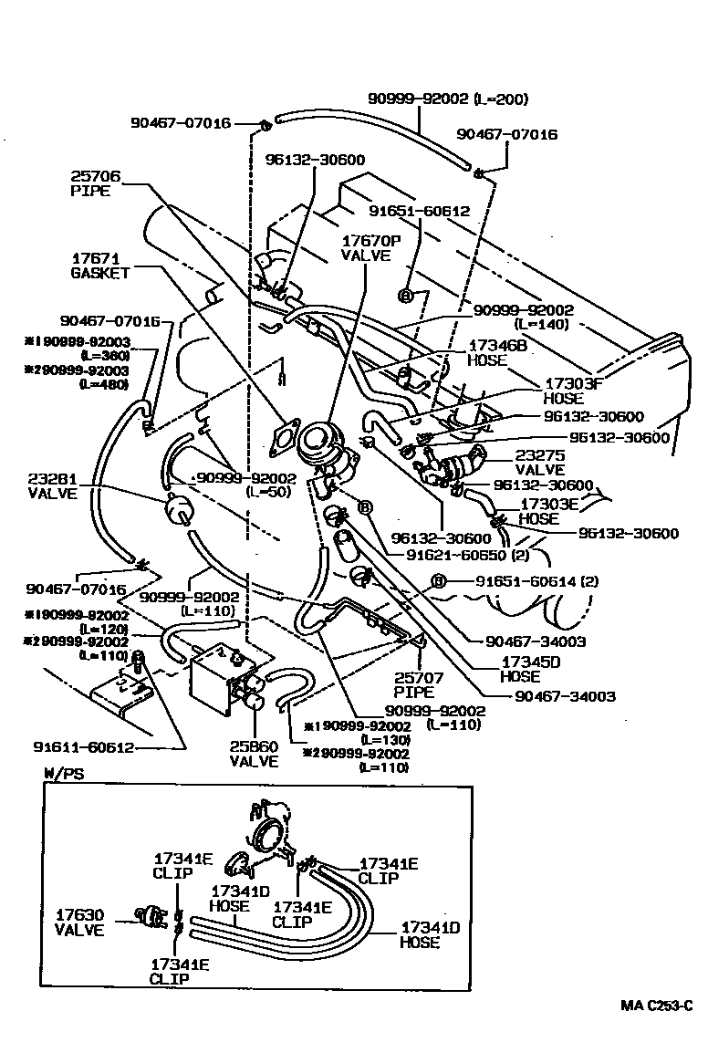 Toyota COROLLA vacuum tube EPC diagram — MAC253C