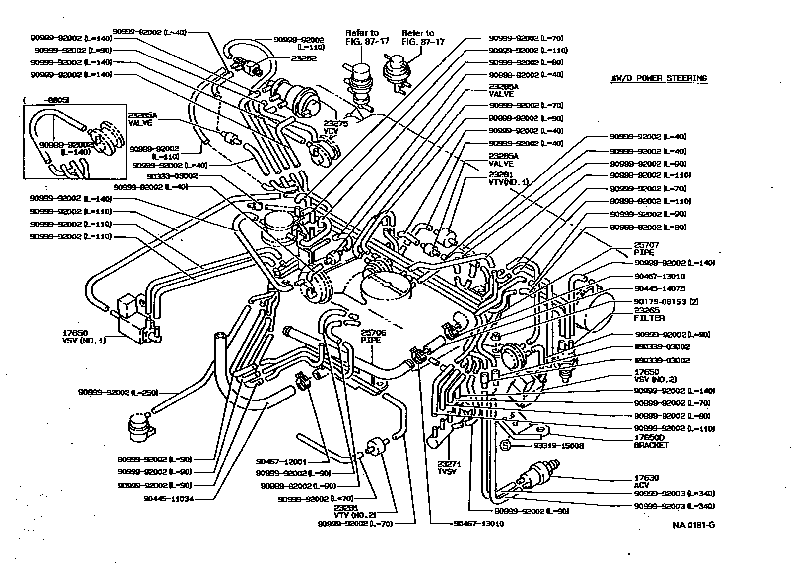 Toyota COROLLA vacuum tube EPC diagram — NA0181G