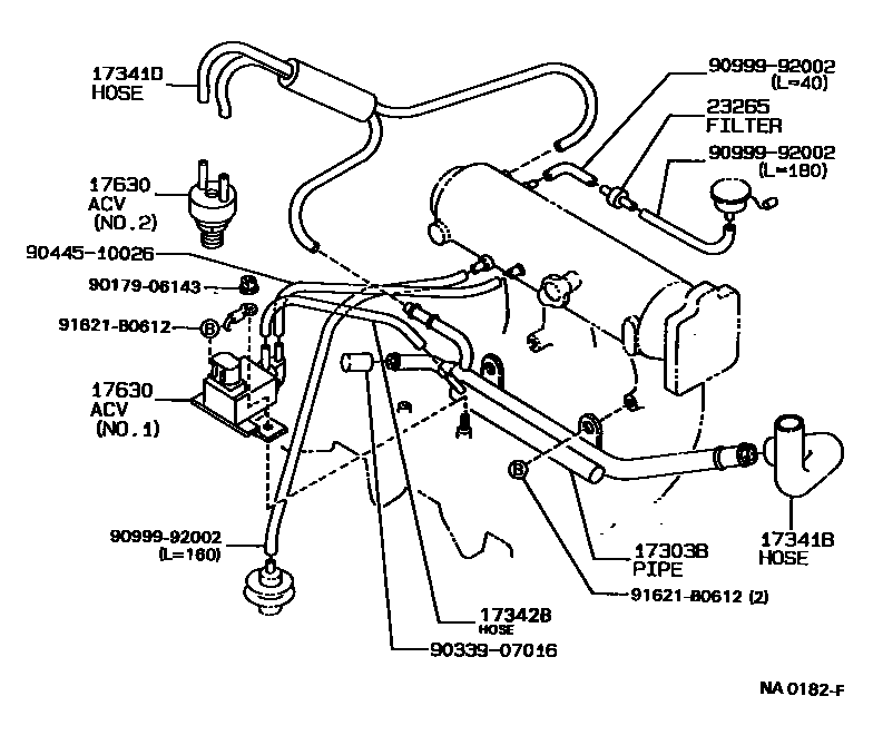 Toyota COROLLA vacuum tube EPC diagram — NA0182F