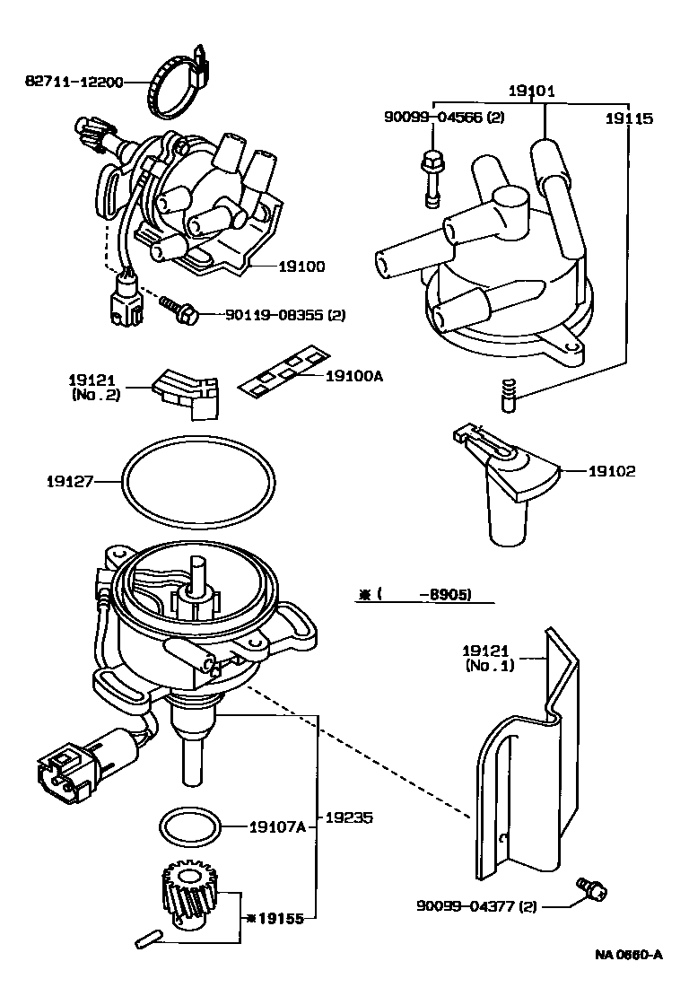 Toyota COROLLA 分电器 EPC diagram — NA0660A