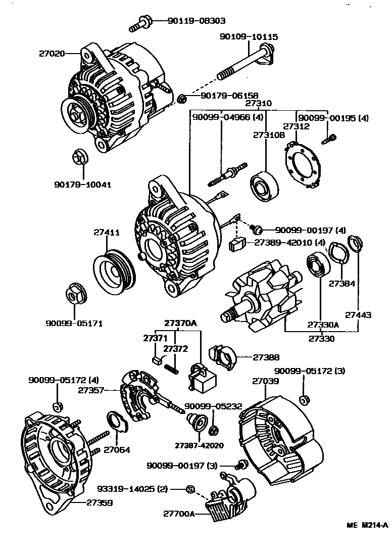 Toyota COROLLA Alternator EPC diagram — MEM214A